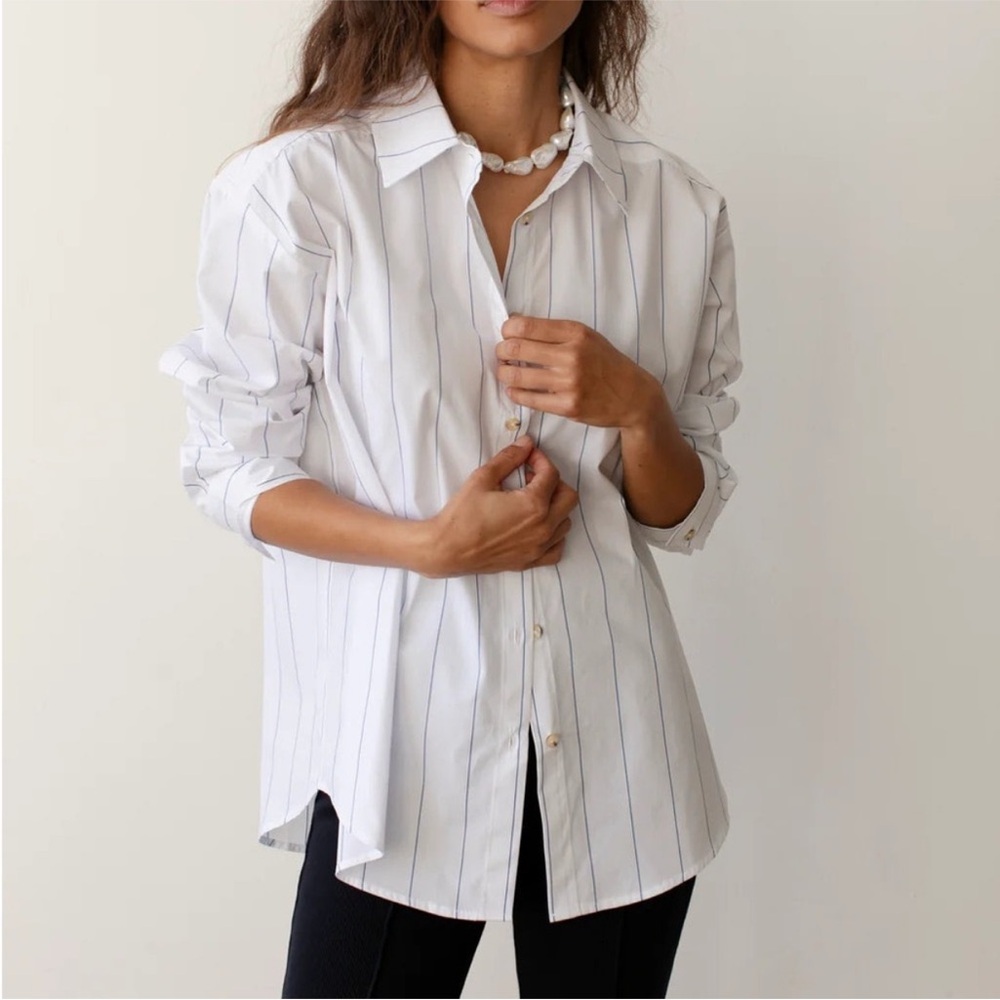 DONNI The Pop Shirt - Navy Pinstripe